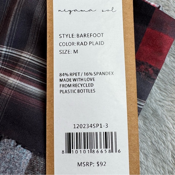 NWT Niyama Sol Rad Plaid Barefoot Legging Size Medium - Picture 11 of 15